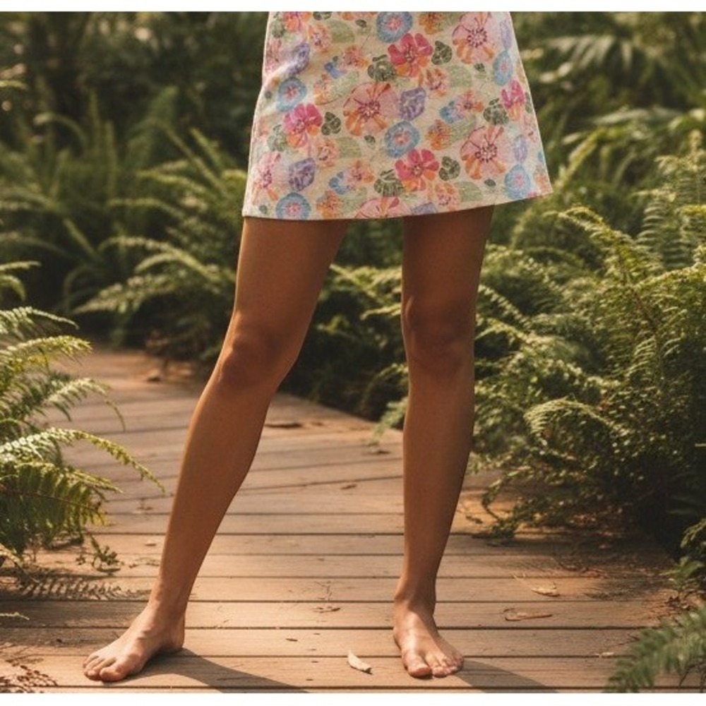 NWT GAP Linen Mini Skirt Size L Cream Floral A-Line High Rise Sexy Chic Coastal